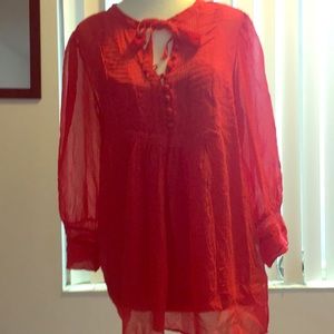 Red tunic style blouse with camisole